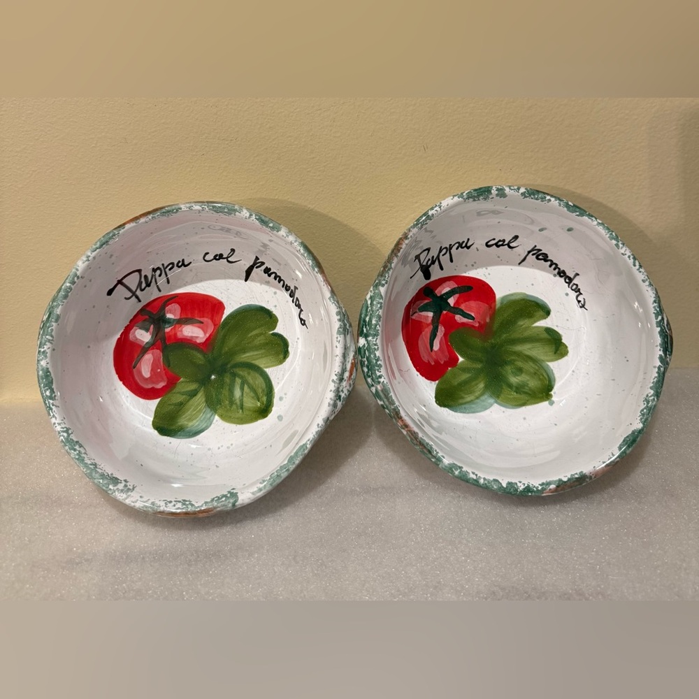Hand-Painted Vintage Sur La Table Italy Tuscan Soup Pasta Bowls Set of 2